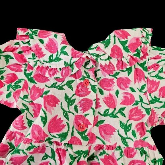 50s West Coast Baby Girl Short Romper Short Slv Button Closure Cotton Infant 12M - Picture 7 of 10